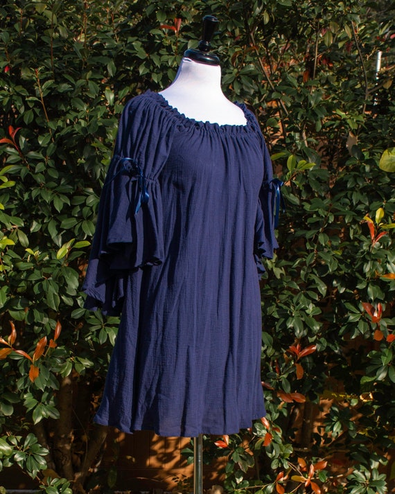 navy peasant blouse
