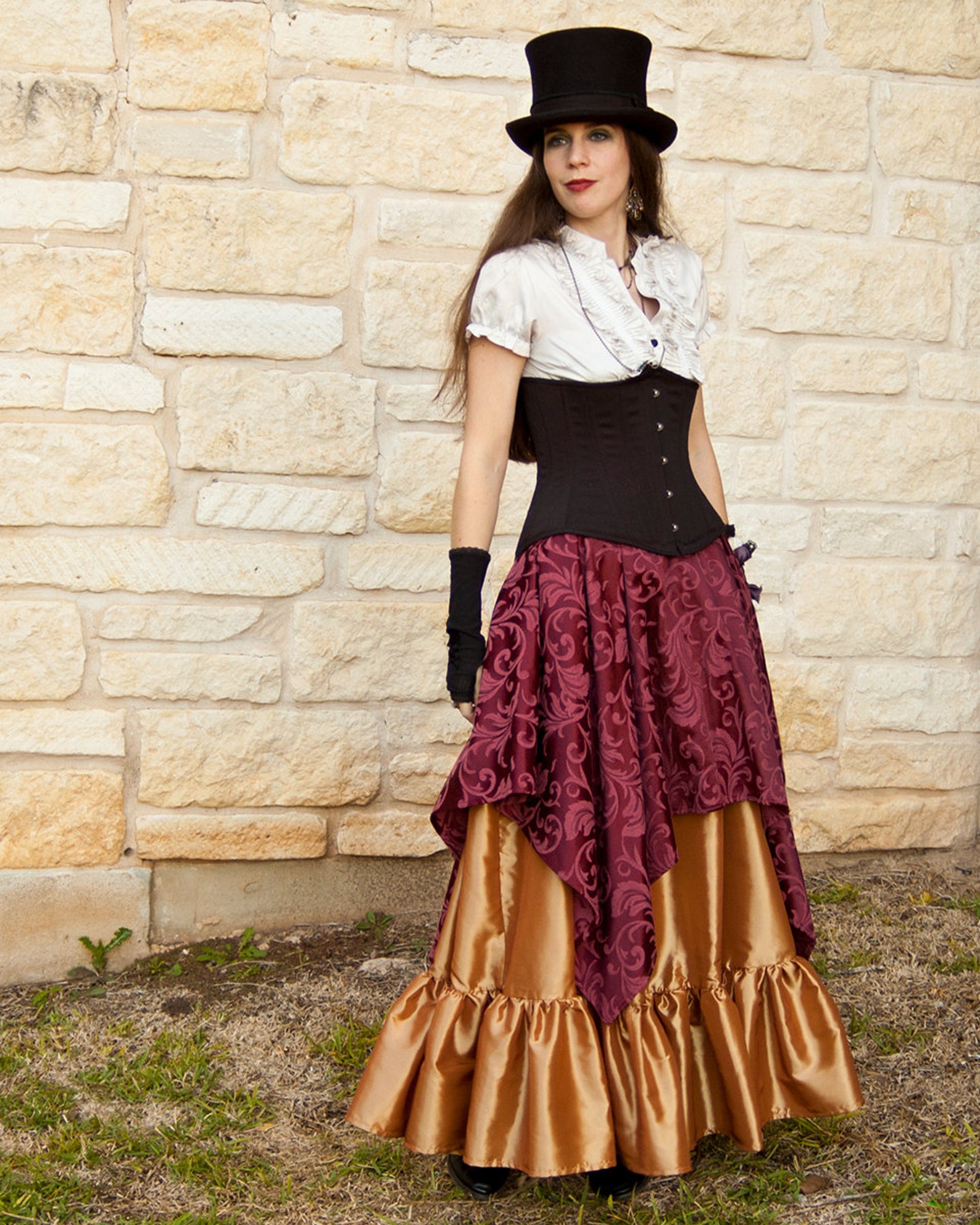 Burgundy Brocade Pixie Skirt Renaissance Clothing | Etsy
