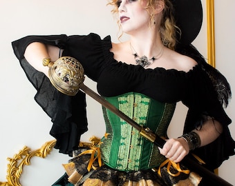 Black Cotton Gauze Chemise with Flounced Sleeves, Renaissance Shift, Peasant Blouse, Womens Halloween Costume, Ren Faire Garb, LARP