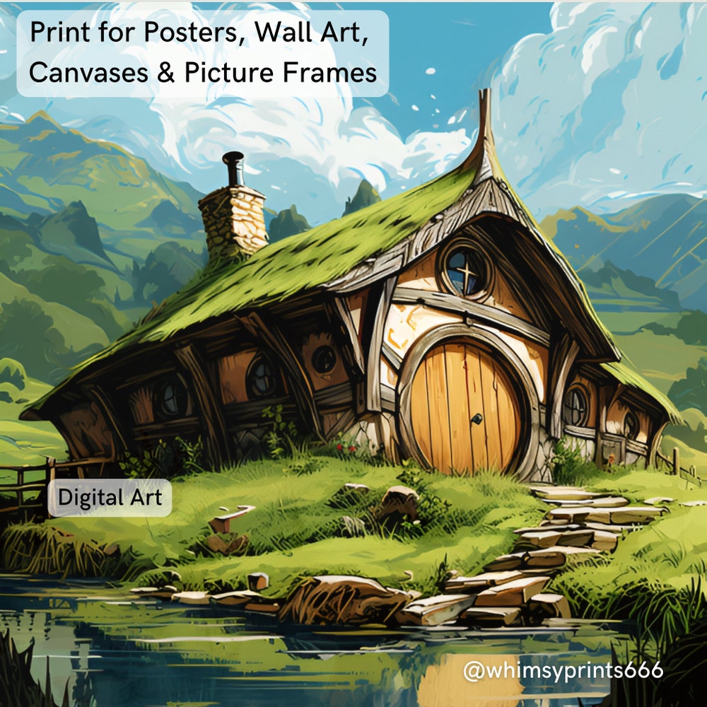Snorider Design Lord Of The Rings Hobbiton Shire Tolkien Digital Fantasy Art For Posters, Wall Art, Canvases, Mugs & Shirts. Home Decor. Instant Download.