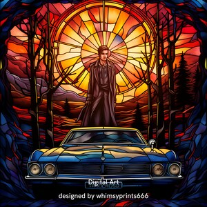 Supernatural Engel Digital druckbare Glaskunst für Poster, Wandbilder, Leinwände, Tassen & Shirts. Sofort Download. Winchesters Kass