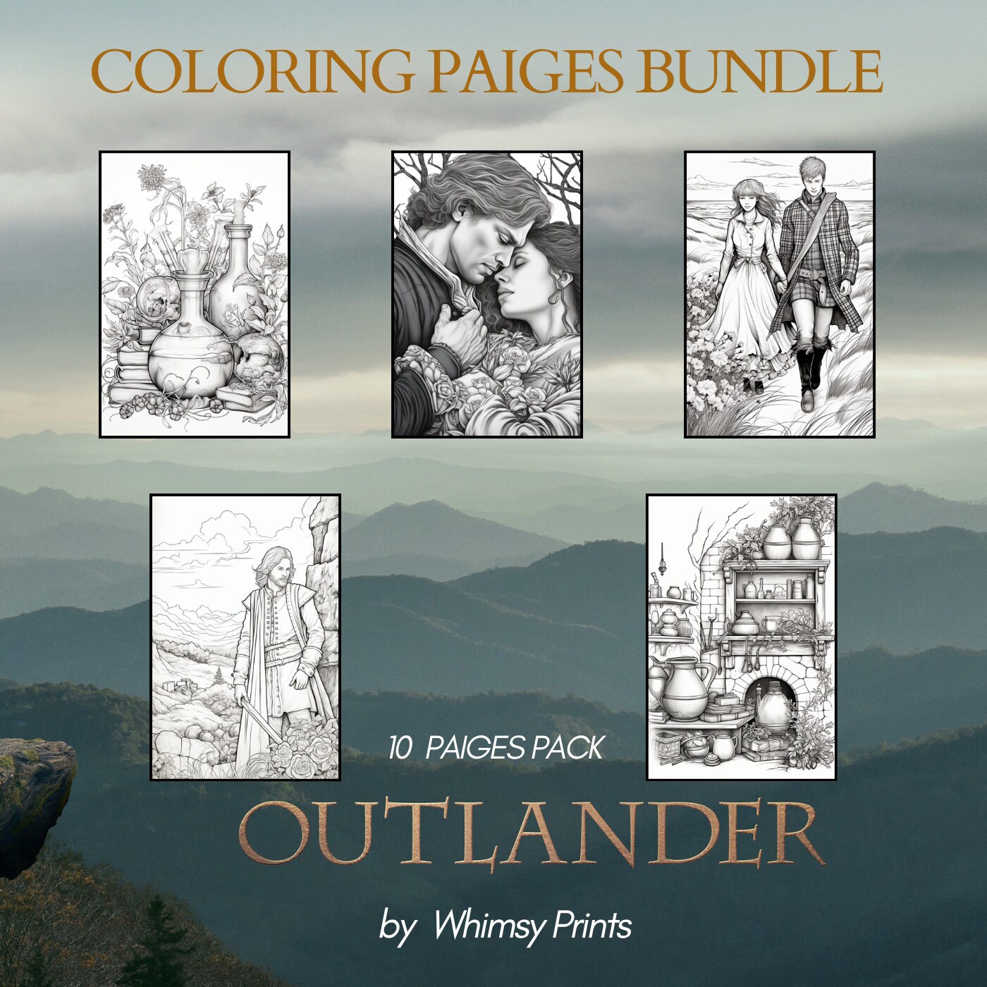 Outlander Printable Happy Adult Coloring Book Pages Sassenach Scotland ...