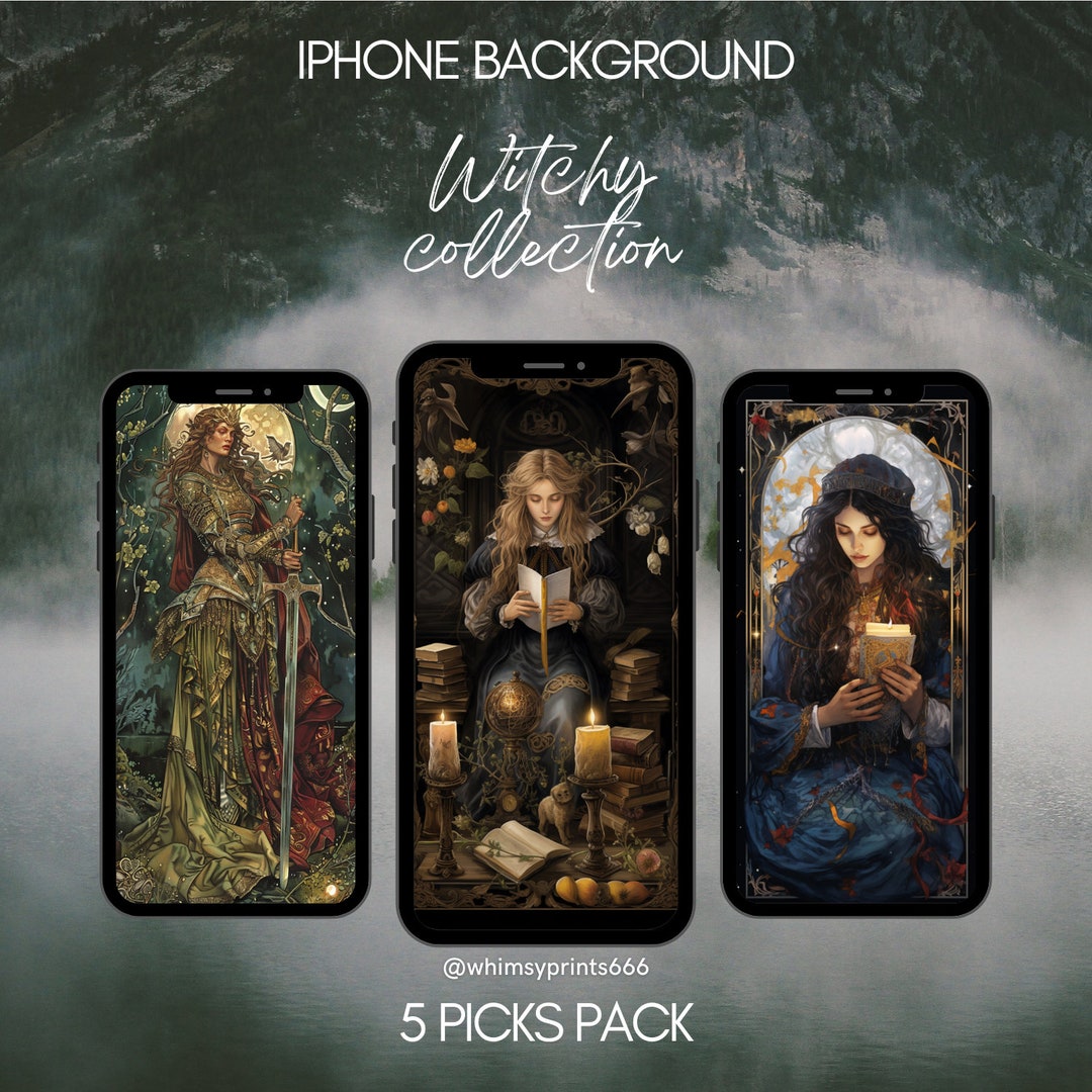 Magic Witch Smartphone iPhone Wallpaper Background Collection 5xset