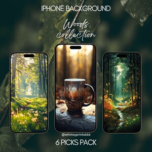 Zauberhafter Gemütlicher Feenwald Smartphone iPhone Wallpaper Hintergrund Set 6xSet Digital Download Fantasy Cottagecore Avalon IOS Android Vintage
