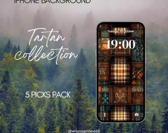 Outlander Smartphone iPhone Hintergrundbild Hintergrund Tartan Sammlung 5x Set Digital Download Highlands Schottland Ästhetik Vintage IOS Android