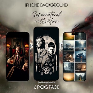 Sobrenatural Smartphone iPhone Papel de parede Conjunto de fundo 6xSet Download digital Fantasia Sam Dean Winchester Escuridão IOS Android Vintage