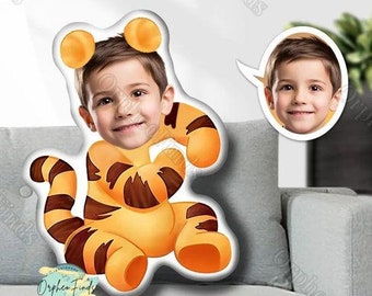 Almohada facial personalizada, almohada con foto personalizada, almohada 3D de tigre, almohada con forma personalizada, regalo para niños, regalo de cumpleaños para niños