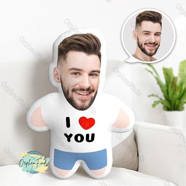 Personalized Face Pillow, I Love You Doll Pillow, Funny Throw Pillow, Personalized Photo Minime Pillow, Gift For Girlfriend/ Boyfriend