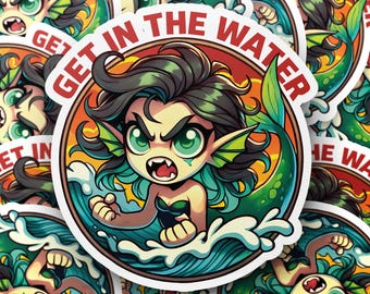 Angry Siren 'Get in the Water' Sticker - Greek Mythology Vinyl Decal