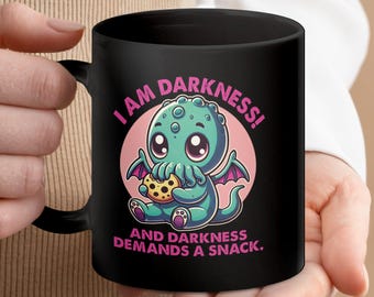Mug Cthulhu - Je suis les ténèbres, cadeau d'Halloween humour gothique