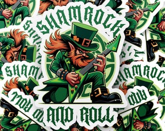 St. Patricks Day Kobold Rocker Aufkleber | Heavy Metal Gitarre Irish Humor Vinyl Aufkleber