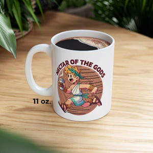 Hermes Greek God Mug 11oz or 15oz - Cute Greek Mythology Coffee Cup for Coffee Lovers - Nectar of the Gods Art Ceramic Mug Gift Idea