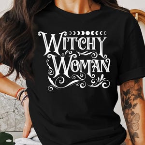 Witchy Woman Moon Phase T-Shirt for Spooky Season, Wicca Shirt Gift for Wife, Halloween Witch Shirt, Witchcraft Aesthetic Clothing