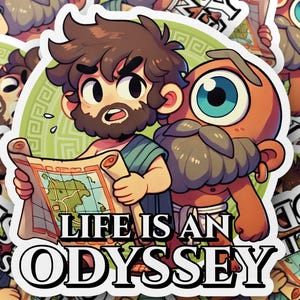 Odysseus and Cyclops Sticker: Greek Mythology Decal