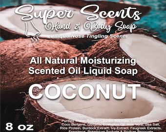 Jabón líquido hidratante natural para manos y cuerpo de coco de Super Scents 8 oz ENVÍO GRATIS