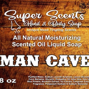 Man Cave Natural Hand & Body Moisturizing Liquid Soap van Super Scents 8 oz GRATIS VERZENDING
