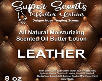 Super Scents All Natural Hand & Body Moisturizing Butter Lotion 8 oz Unique Leather Scent FREE SHIPPING