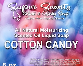 Cotton Candy Natural Hand & Body Moisturizing Liquid Soap by Super Scents 8 oz  FREE SHIPPING