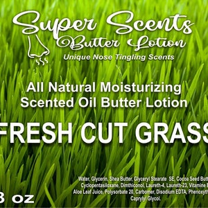 Super Scents All Natural Hand & Body Moisturizing Butter Lotion 8 oz Unique Fresh Cut Grass Scent FREE SHIPPING