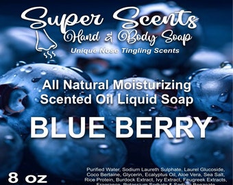 Jabón líquido hidratante natural para manos y cuerpo Blueberry de Super Scents 8 oz ENVÍO GRATIS