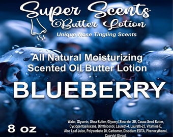 Super Scents All Natural Hand & Body Moisturizing Butter Lotion 8 oz Bosbessengeur GRATIS VERZENDING