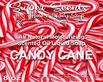 Jabón líquido hidratante natural para manos y cuerpo Candy Cane de Super Scents 8 oz ENVÍO GRATIS
