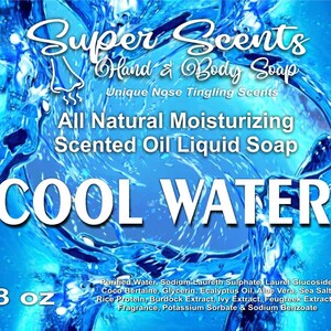 Cool Water Natural Hand & Körper feuchtigkeitsspendende Flüssigseife von Super Scents 8 oz KOSTENLOSER VERSAND
