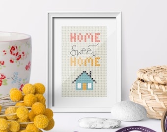 Home Sweet Home Mini Cross-Stitch Pattern | 2x3 Inch