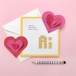 Grappige afdrukbare kruissteek Valentijnskaart patroon voor Illustrator liefhebbers | Papieren kaart kruissteek patroon | Adobe Illustrator Liefhebbers