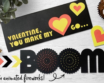 Optical Illusion Fireworks Valentine's Day Card SVG | Papercraft (Digital Download)