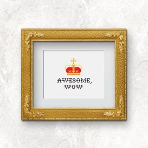 Hamilton Cross-stitch Pattern: Awesome, Wow | King George | What&#39;s Next | Jonathan Groff