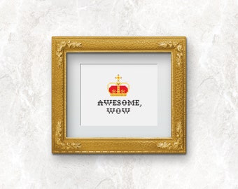 Patrón de punto de cruz de la Corona del Rey Jorge: Musical Hamilton (Patrón PDF)