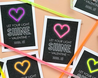 Tarjetas de San Valentín con barras luminosas: editables, imprimibles y DIY (PDF)