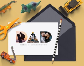 Father's Day Photo Collage Template: Custom DIY Card (Photoshop)
