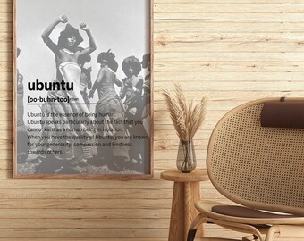 UBUNTU DEFINITION ART, Printable wall art, Home decor - Xhosa/Zulu