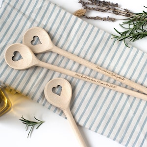 Cucchiaio di legno a forma di cuore personalizzato | Matrimonio, sposi, mamme, coppie | Regalo in faggio inciso con cura | LotteAntonHofmeister