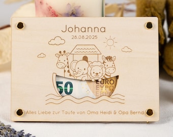 Personalized cash gift | Noah's Ark | Baptism, confirmation, babies & children | Gift idea made of poplar plywood | LotteAntonHofmeister