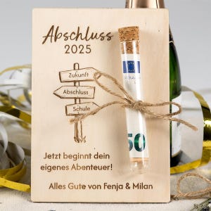Geldgeschenk personalisiert | Abitur, Abschluss, Absolventen | Geschenkidee aus Pappelsperrholz | LotteAntonHofmeister