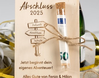 Geldgeschenk personalisiert | Abitur, Abschluss, Absolventen | Geschenkidee aus Pappelsperrholz | LotteAntonHofmeister