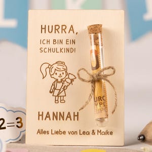 Presente personalizado em dinheiro | Estudante | Matrícula escolar, volta às aulas, crianças | Ideia de presente para um cone escolar de madeira | LotteAntonHofmeister