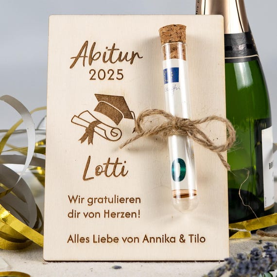 Geldgeschenk personalisiert | Abitur, Abschluss, Absolventen | Geschenkidee aus Pappelsperrholz | LotteAntonHofmeister