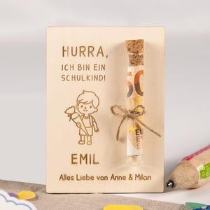 Geldgeschenk personalisiert | Schuljunge | Einschulung, Schulanfang, Kinder | Geschenkidee Schultüte aus Holz | LotteAntonHofmeister