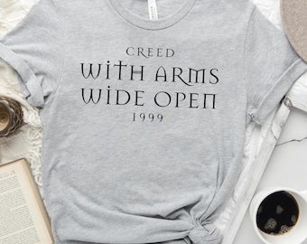 Chemise Creed avec bras grands ouverts, chemise chanson, chemise de groupe, musique rock, groupe de rock des années 90, chemise de concert, t-shirt de groupe vintage, nostalgique, col rond