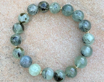 All Prehnite All The Time Beaded Stretch Gemstone Bracelet  7"