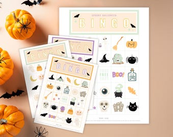 Halloween Bingo Printable for Kids, Classroom, Family Night, Party Game Cards