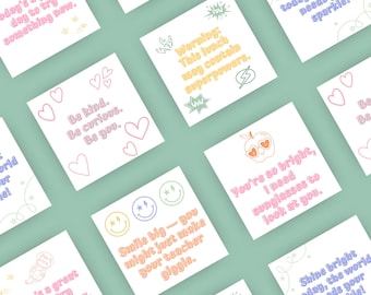 Kids Lunch Box Notes Printable: Positive Affirmation Cards for School, Encouragement Notes for Kids, Back to School Lunchbox Love Notes