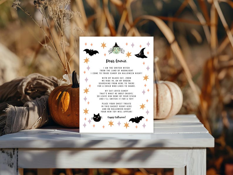 Switch Witch Letter: Halloween Candy Swap Note, Canva Editable, Trick ...