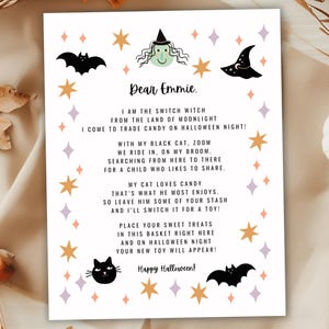 Switch Witch Letter: Halloween Candy Swap Note, Canva Editable, Trick or Treat Tradition