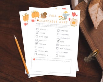 Kids Outdoor Autumn Nature Walk Game: Fall Scavenger Hunt Printable, Seasonal Activity, Homeschool Lesson