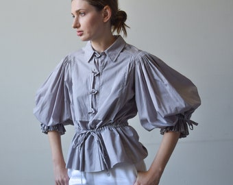 6973t / yves saint laurent balloon sleeve peasant blouse